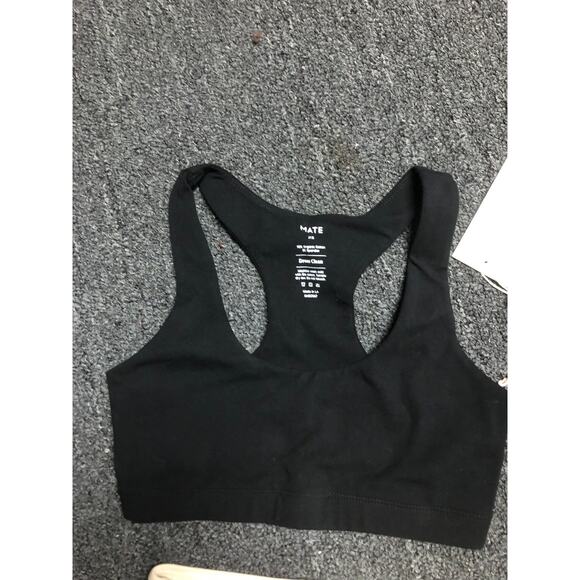 Mate The Label Sports Bra Biker Shorts Set Xs Black Bone Organic Cotton New - Picture 2 of 2